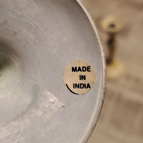 Vintage Heavy Metal Patina Candle Holders - Picture 3 of 6